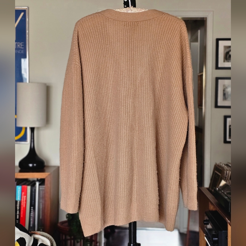 Quince Camel Ribbed Button-Front Cardigan - Picture 2 of 9
